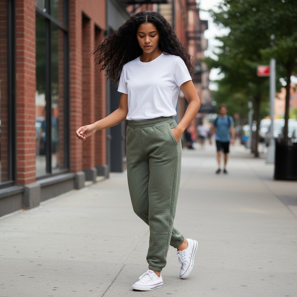 Mondetta Womens High Rise Joggers Olive Green Heather Sweatpants Size S